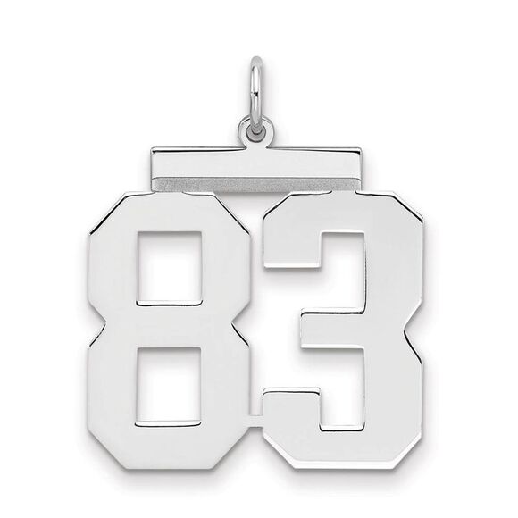 Sterling Silver Athletic Collection Large Polished Number 83 Pendant